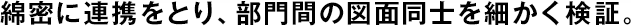 綿密に連攜をとり、部門間の図面同士を細(xì)かく検証。